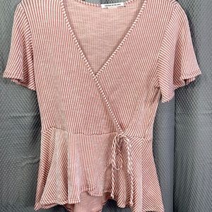 Pink V Neck Blouse